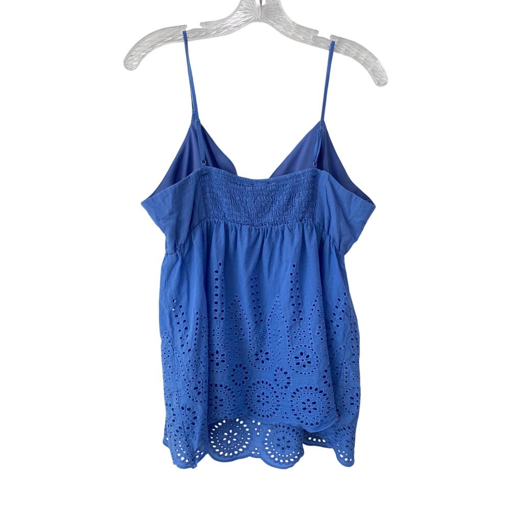 Babydoll Blue Cotton Eyelet Smocked Tank Top Size XL Fairy Cottagecore Y2K Pinup - Picture 10 of 10